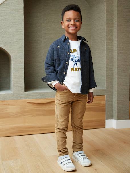 Pantalon slim velours garçon bordeaux+CAMEL 15 - vertbaudet enfant 