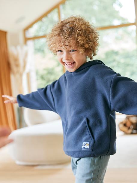 Sweat à capuche en polaire garçon bleu ardoise 1 - vertbaudet enfant 