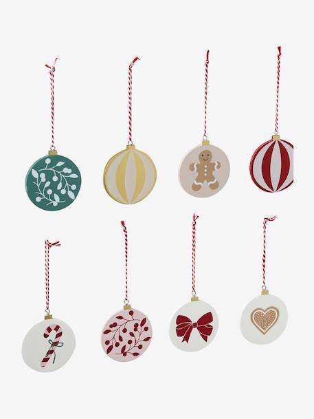 Lot de 10 boules de Noël en bois MOONY rouge imprimé 2 - vertbaudet enfant 