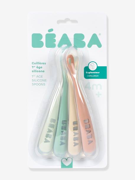 Lot de 4 cuillères 1er âge Soft sans BPA bleu/gris/ocre+blue/ eucalyptus/ pink/ mist+vert sauge 10 - vertbaudet enfant 