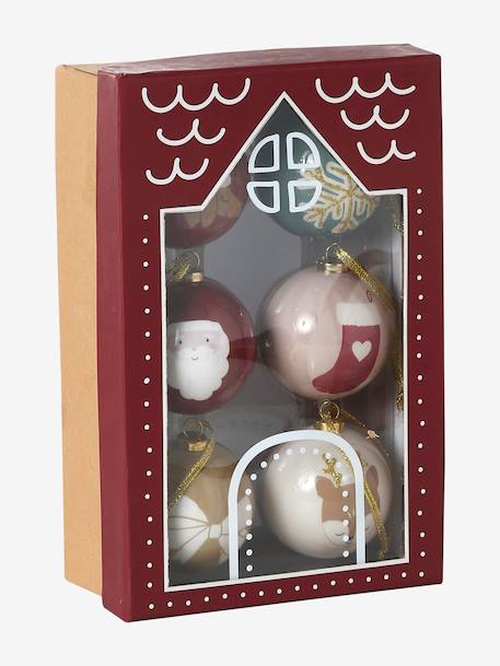 Lot 6 boules de Noël en 3 D rouge 2 - vertbaudet enfant 