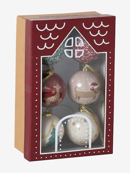 Coffret 6 boules de Noël 3D rouge imprimé 2 - vertbaudet enfant 