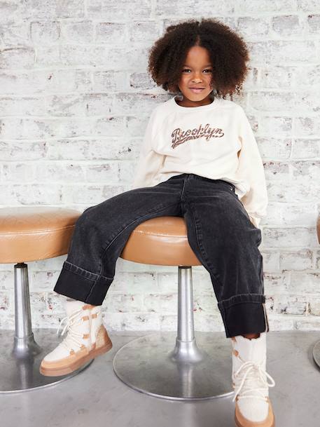 Sweat fille motif Brooklyn zébré écru 6 - vertbaudet enfant 