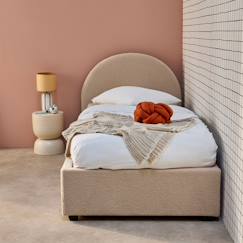 Chambre et rangement-Lit coffre avec sommier à lattes et tête de lit, l206 x p104 x h102cm, finition bouclette