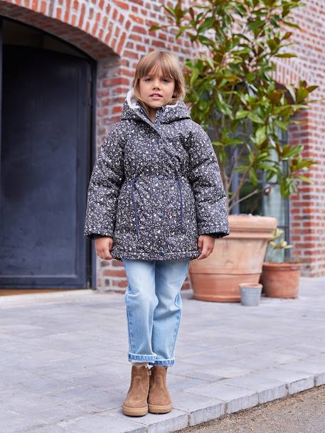 Parka fille à capuche romantique marine+vert 4 - vertbaudet enfant 