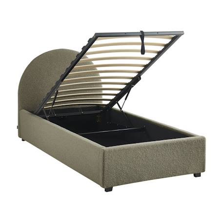 Lit coffre avec sommier à lattes et tête de lit, l206 x p104 x h102cm, finition bouclette Blanc+Kaki+Nude 8 - vertbaudet enfant 