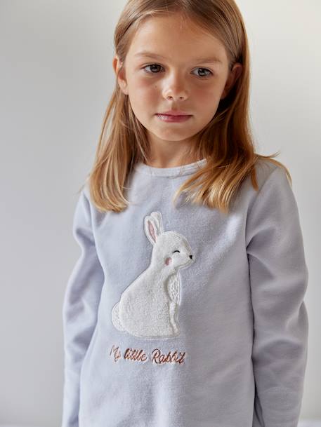 Pyjama fille velours lapin bleu ciel 2 - vertbaudet enfant 