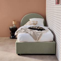 Chambre et rangement-Lit coffre avec sommier à lattes et tête de lit, l206 x p104 x h102cm, finition bouclette