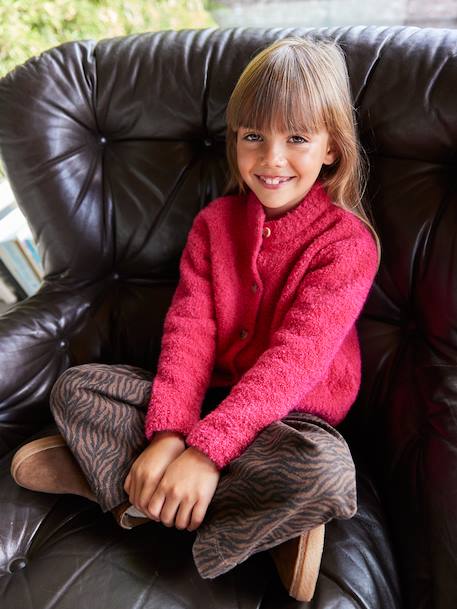 Gilet fille en bouclettes fuchsia 1 - vertbaudet enfant 