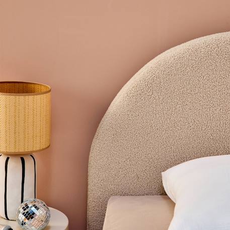 Lit coffre avec sommier à lattes et tête de lit, l206 x p104 x h102cm, finition bouclette Blanc+Kaki+Nude 16 - vertbaudet enfant 