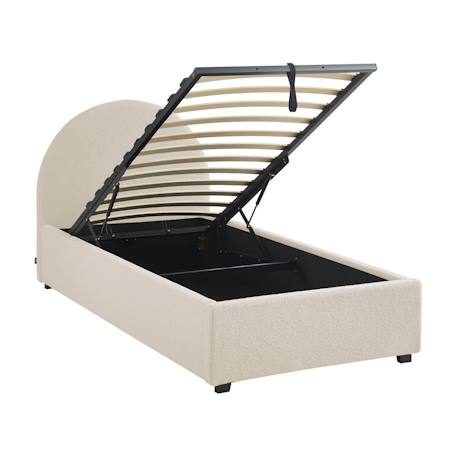 Lit coffre avec sommier à lattes et tête de lit, l206 x p104 x h102cm, finition bouclette Blanc+Kaki+Nude 2 - vertbaudet enfant 