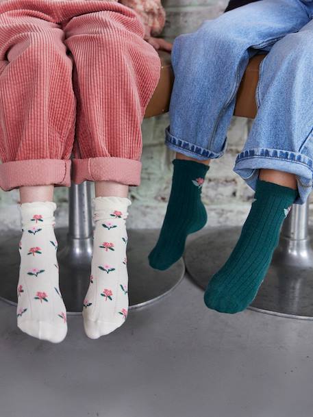Lot de 5 paires de chaussettes fleurs fille Assorties 3 - vertbaudet enfant 