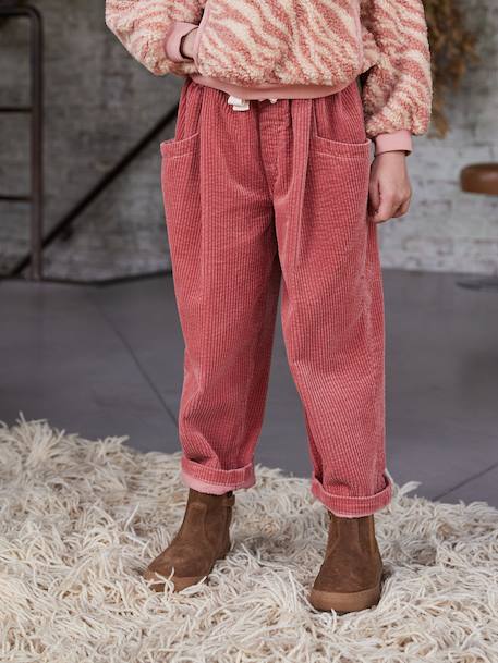 Pantalon fille velours forme loose Léopard+vieux rose 7 - vertbaudet enfant 