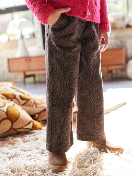 Pantalon fille large imprimé Fleurs multicolore+Léopard beige+vanille+Zébré chocolat 17 - vertbaudet enfant 