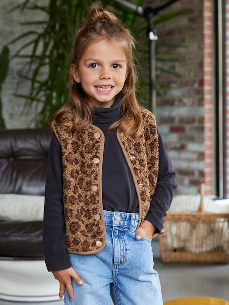 Gilet sans manches fille en sherpa écru+marron 7 - vertbaudet enfant 