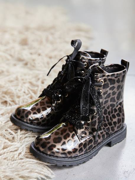 Boots enfant fille vernies synthétique zippées lot noir+noir+noir imprimé 12 - vertbaudet enfant 