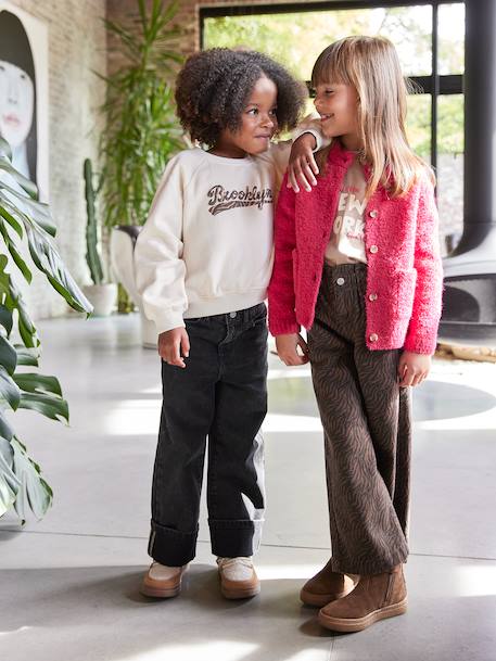 Sweat fille motif Brooklyn zébré écru 7 - vertbaudet enfant 