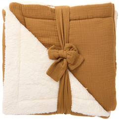 Linge de maison et décoration-Linge de lit enfant-Couverture peluche double gaze et microfibre havane (70 x 100 cm)
