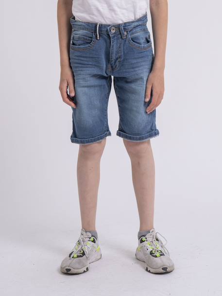 Bermuda en jean bloopy garçon Bleu clair+Bleu foncé 1 - vertbaudet enfant 