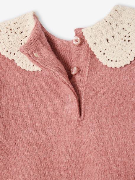 Pull bébé en maille avec col en crochet rose poudré 3 - vertbaudet enfant 