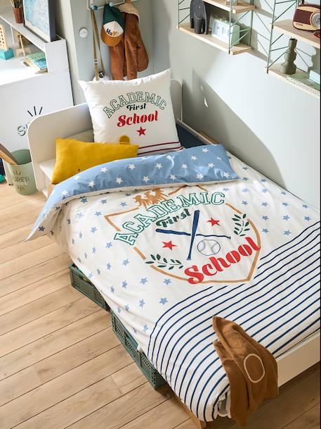 Parure housse de couette + taie d'oreiller enfant Academic écru 1 - vertbaudet enfant 