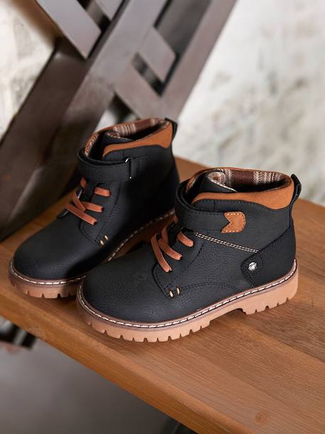 Boots enfant garçon synthétique à scratchs noir 1 - vertbaudet enfant 