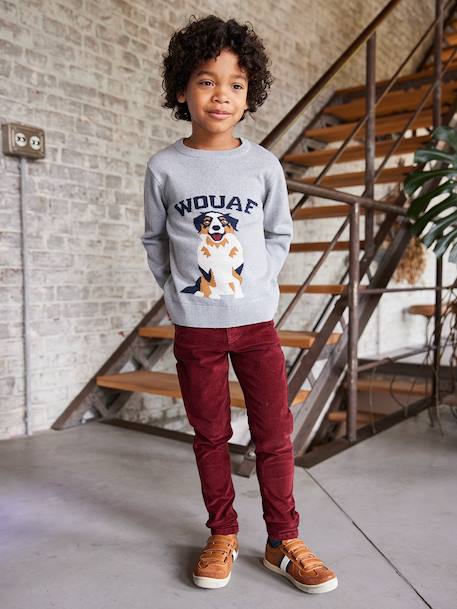 Pull Col Rond Chien gris chiné 6 - vertbaudet enfant 
