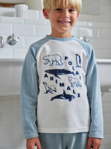 Lot 2 pyjamas garçon velours animaux polaires bleu ciel 11 - vertbaudet enfant 