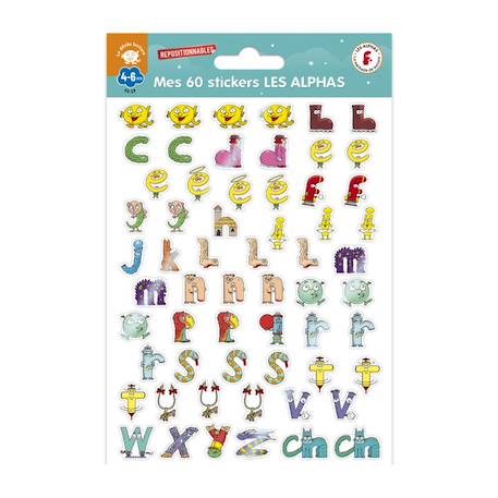 60 stickers 3d repositionnables les alphas - jouet éducatif pour enfants MULTICOLORE 1 - vertbaudet enfant 
