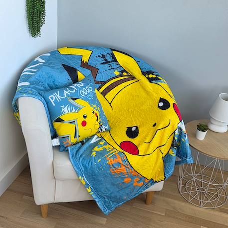 Coffret coussin et plaid pikachu pokémon bleu Bleu 3 - vertbaudet enfant 