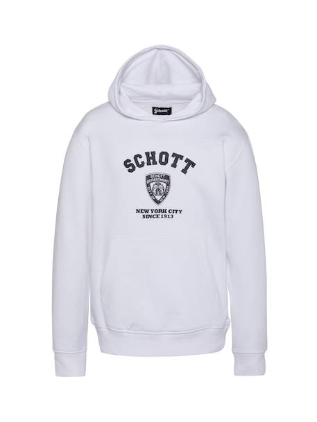 Sweatshirt imprimé nypd à capuche Blanc+Bleu jean+Gris chiné+Marine+Noir 1 - vertbaudet enfant 