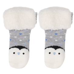 -Chaussettes fourrées enfant gris chiné