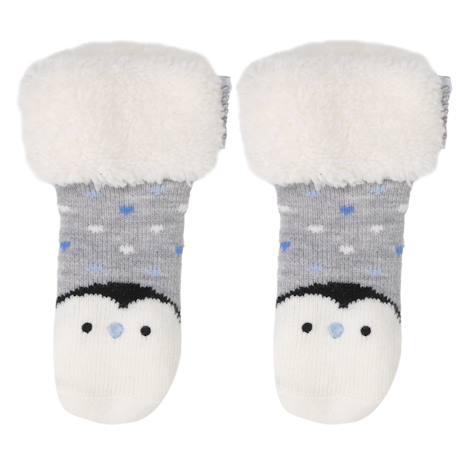 Bébé-Chaussettes fourrées enfant gris chiné