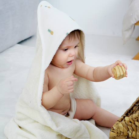 Cape de bain coton bio Ananas+Baleine+Fleurs 1 - vertbaudet enfant 
