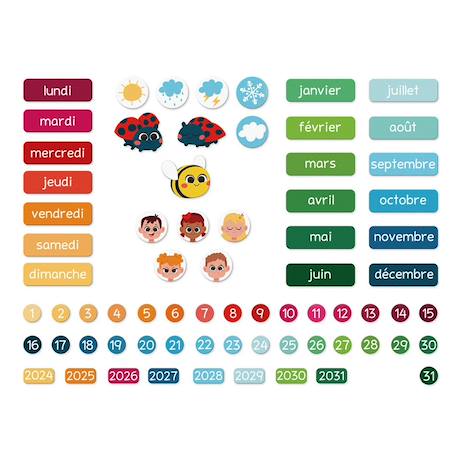Calendrier éducatif magnétique en bois fsc Multicolore 4 - vertbaudet enfant 