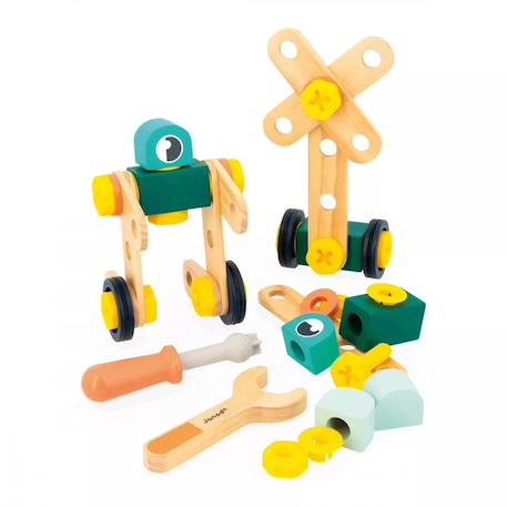 Jeu de construction en bois, baril 50 pcs Multicolore 1 - vertbaudet enfant 