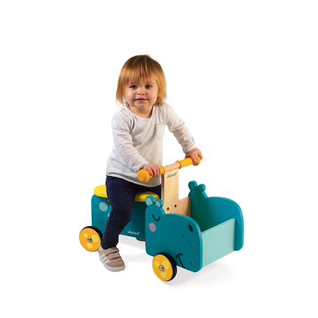 Porteur en bois hippo Bleu / jaune 4 - vertbaudet enfant 