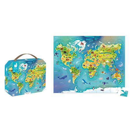 Puzzle le monde 100 pièces Multicolore 4 - vertbaudet enfant 