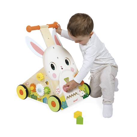Chariot de marche en bois fsc lapin Multicolore 3 - vertbaudet enfant 