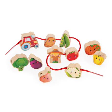 Perles à enfiler en bois fsc légumes Multicolore 1 - vertbaudet enfant 