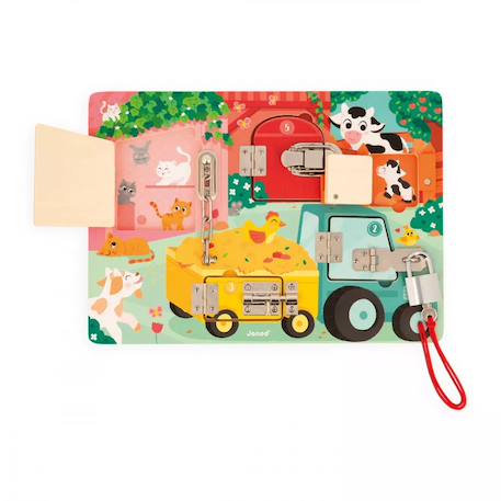 Planche à cadenas la ferme en bois fsc Multicolore 2 - vertbaudet enfant 