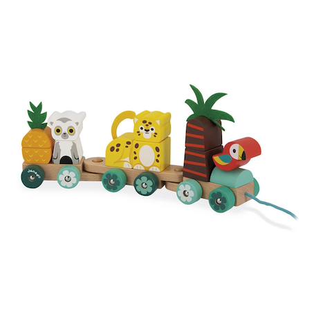 Train à tirer tropik en bois fsc Multicolore 3 - vertbaudet enfant 