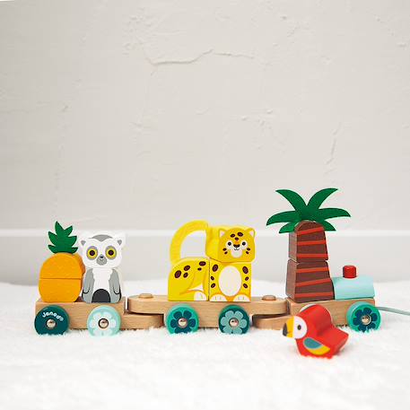 Train à tirer tropik en bois fsc Multicolore 2 - vertbaudet enfant 