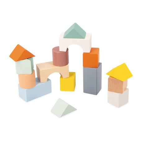 Chariot cube à tirer en bois fsc, 16 cubes Multicolore 3 - vertbaudet enfant 