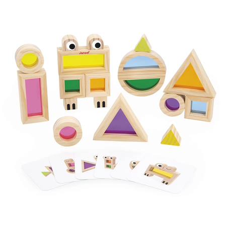 Blocs translucides, 18 blocs 6 cartes modèles Multicolore 2 - vertbaudet enfant 