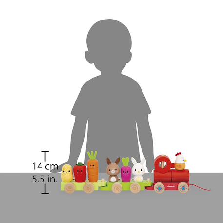 Train de la ferme à tirer en bois fsc Multicolore 2 - vertbaudet enfant 