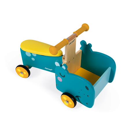 Porteur en bois hippo Bleu / jaune 6 - vertbaudet enfant 