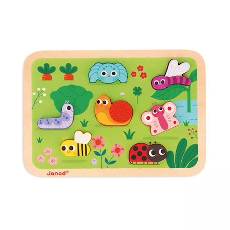Puzzle en bois le jardin Multicolore 1 - vertbaudet enfant 