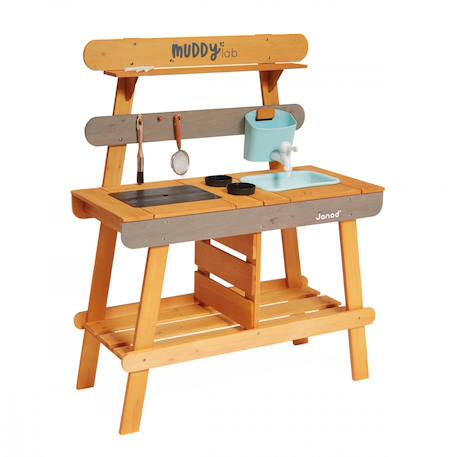 Cuisine d'extérieur en bois fsc, muddy lab Bleu ciel / gris 1 - vertbaudet enfant 