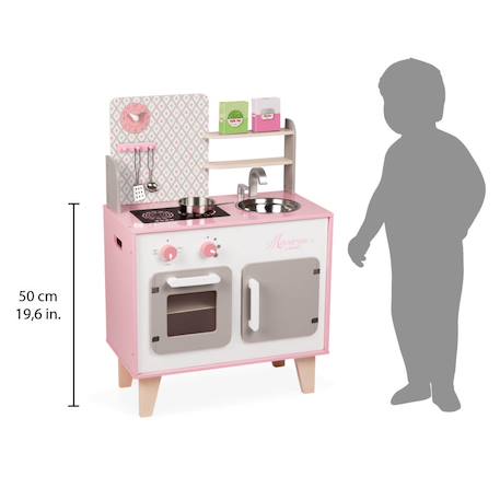 Cuisine en bois macaron, 5 accessoires Rose / blanc 5 - vertbaudet enfant 